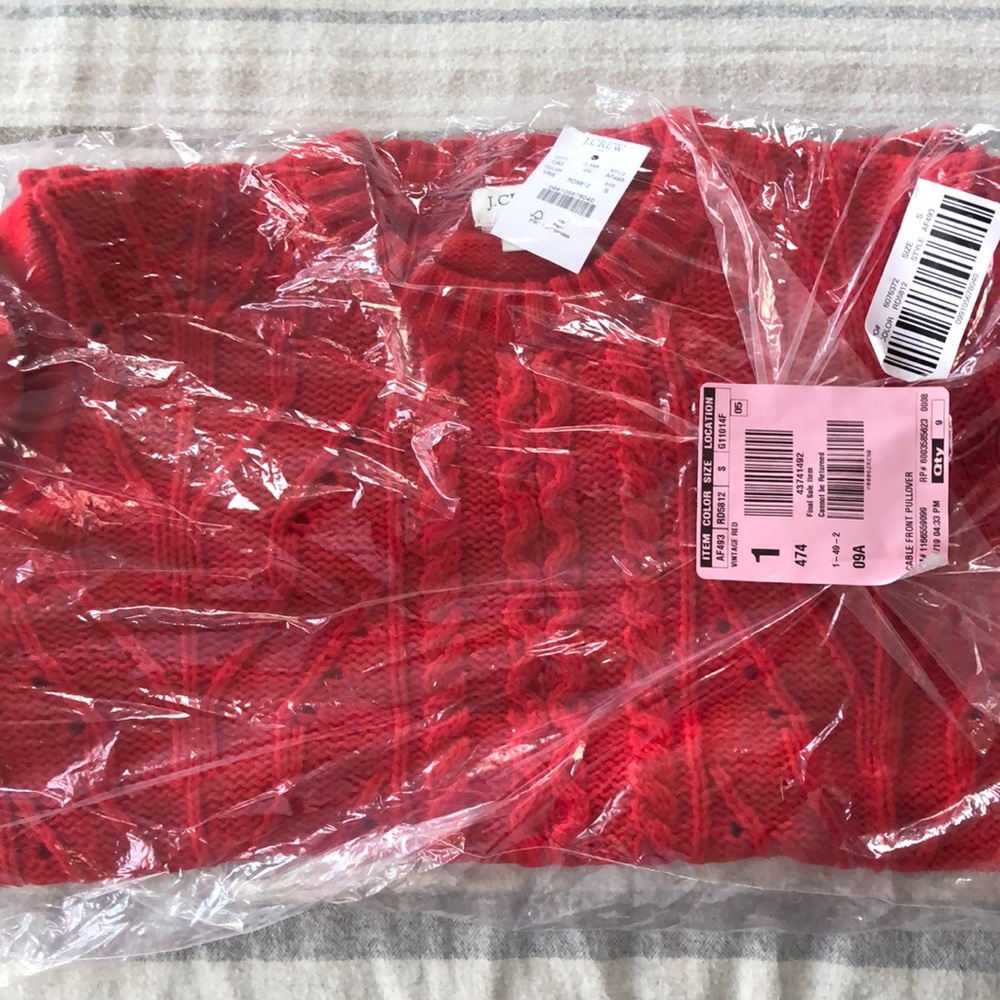 J. Crew pointelle sweater red